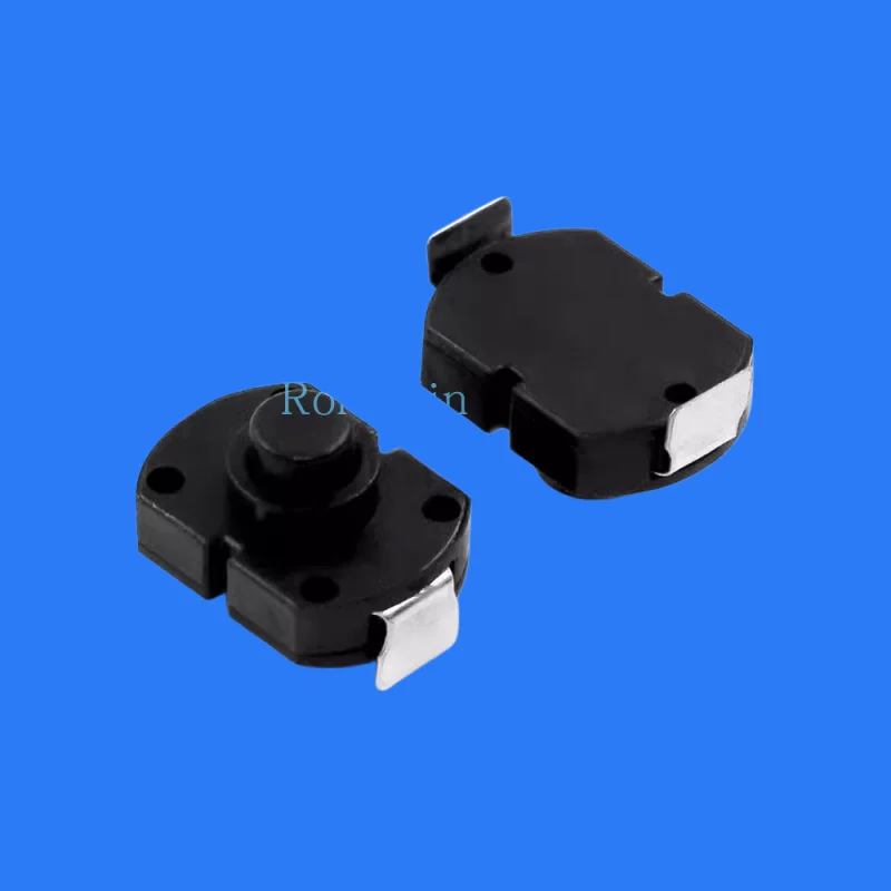 100pcs/ WY-1712-9.3H self-locking button switch 2 short curved foot strong flashlight power switch iron