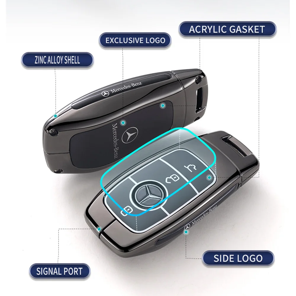 Funda de Metal para mando A distancia de coche, carcasa para Mercedes Benz AMG A C E S G Class GLC CLE CLA GLB GLS W177 W205 W213 W222 X167 AMG