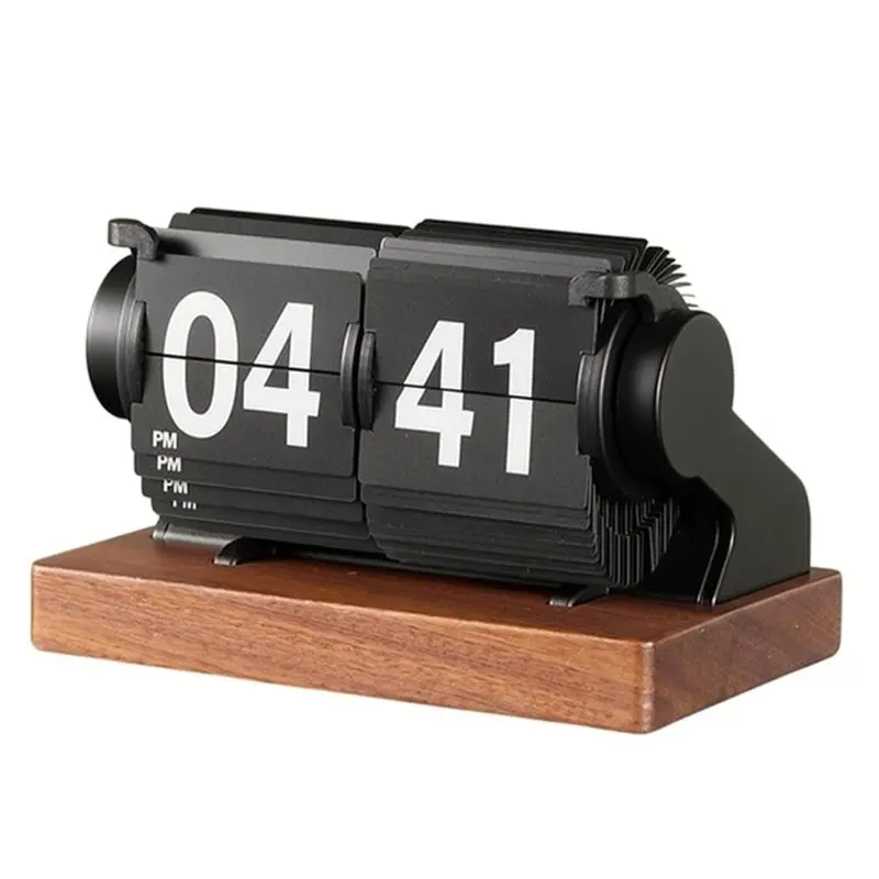 [Great Sell】 Easy Reading Vintage-Styled Mechanical Flip Clock With Base, Large Printed Numerals For Offices