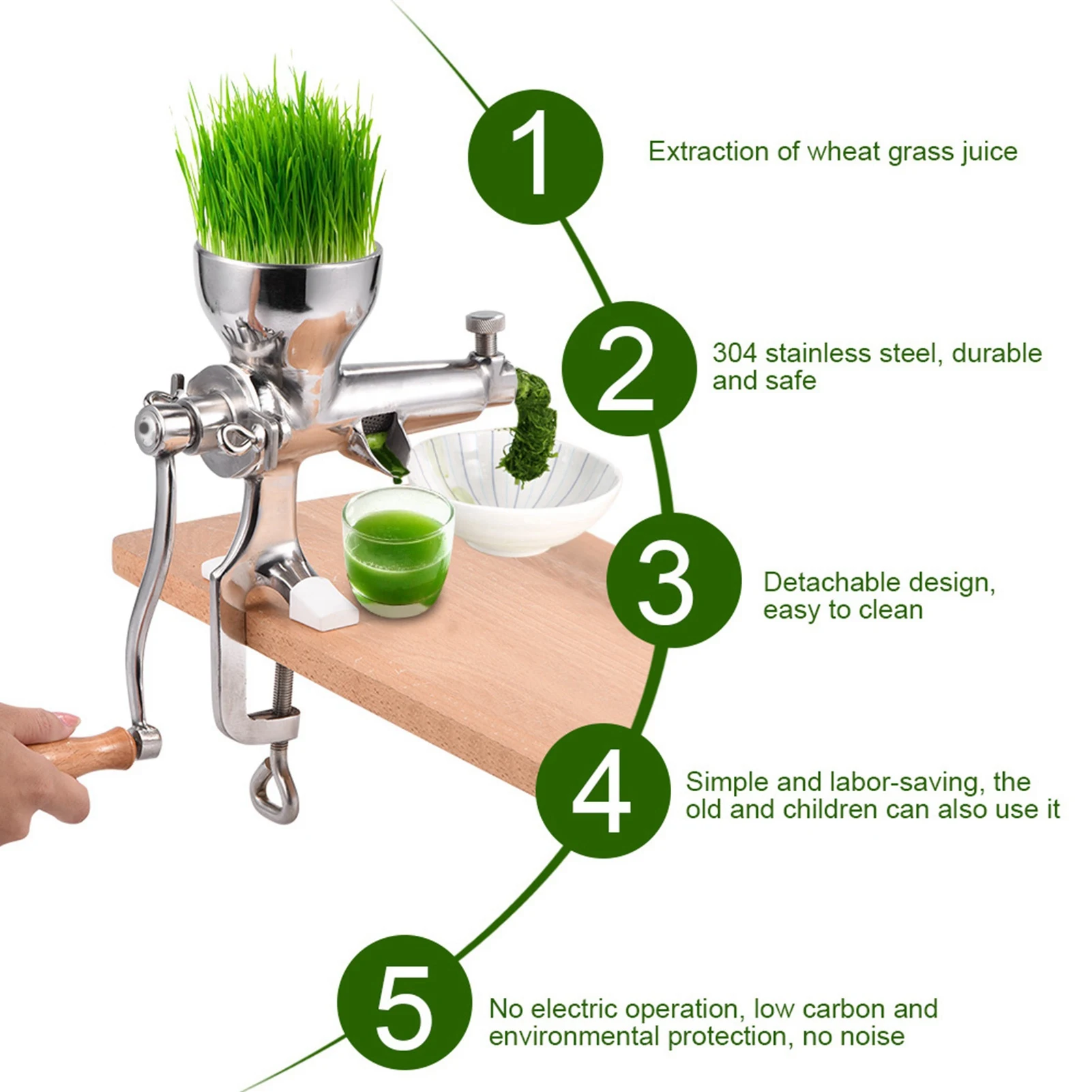 Wheat Grass Juicer Stainless Steel Wheat Grass Wheatgrass Manual Hand Juicer Health Juice Extractor Tool