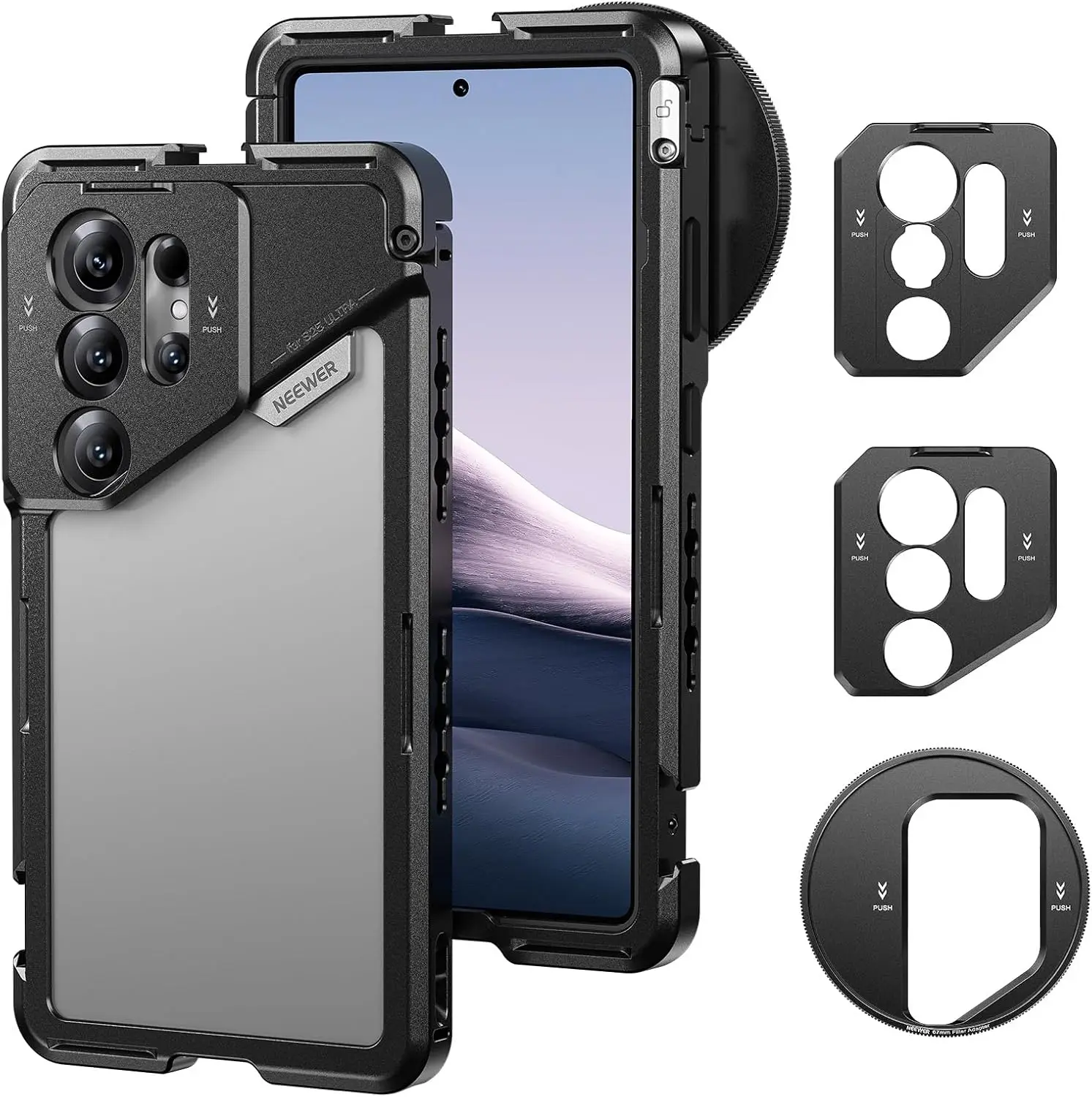 NEEWER Handy-Käfighülle für Samsung Galaxy S25 Ultra, Video-Rig-Handystabilisator mit 67-mm-Filteradapter, 17-mm-Objektivrückplatte – Detail 1