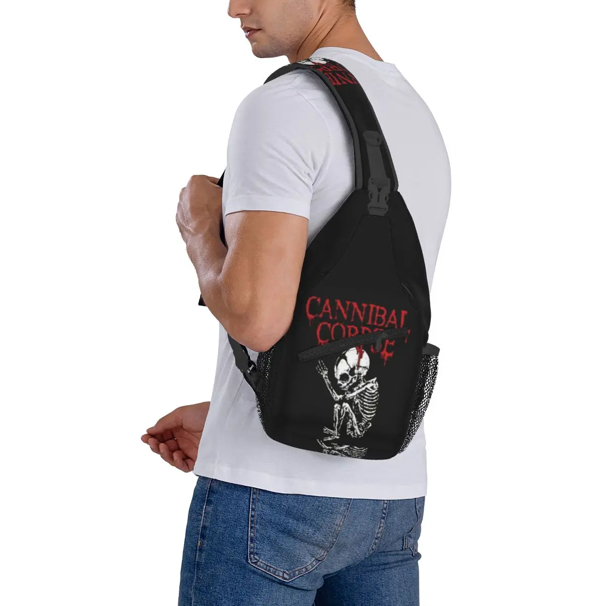 Sac à dos CanniRhCorpse Metal Skateboard pour hommes, sac à bandoulière, sac de poitrine de voyage, sac à dos à bandoulière, sac initié, randonnée