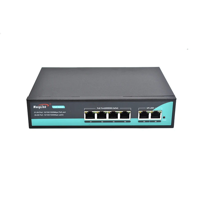 

Wanglink-Full Gigabit Ethernet Switch, 4 Port, IEEE802.3, AF/at PoE Protocol, Network POE Switch for IP CCTV Camera