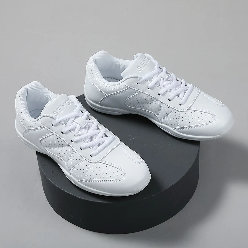 Zapatos de animación blancos para niñas, zapatillas deportivas transpirables para entrenamiento, baile, tenis, zapatillas ligeras de competición