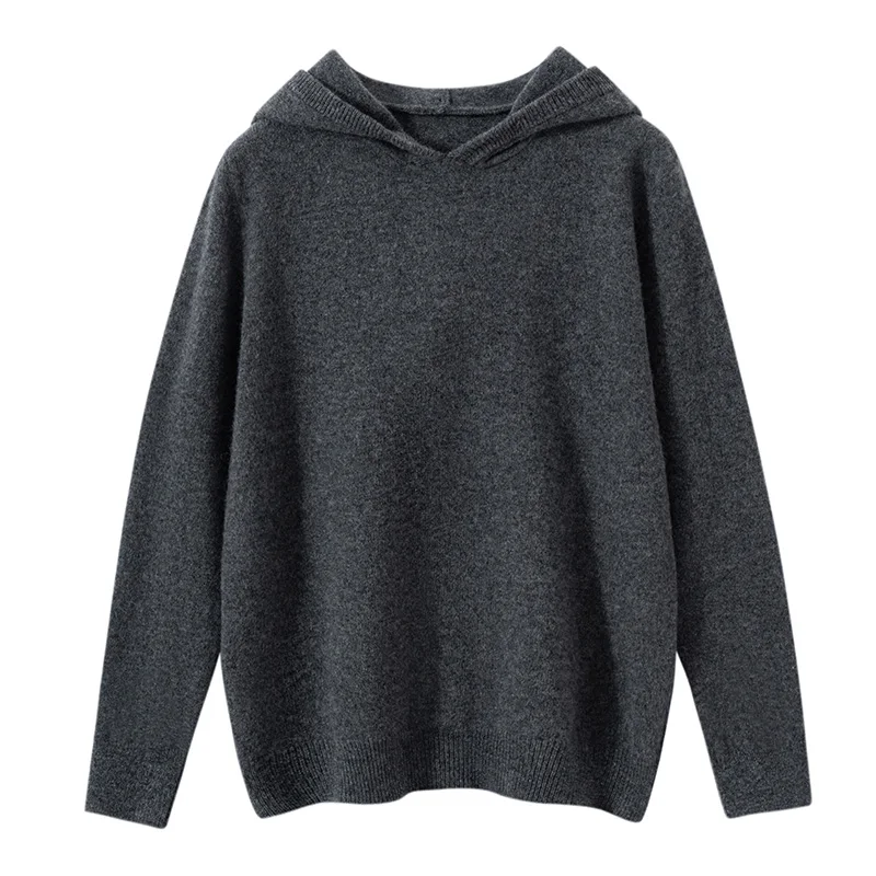 Boy Girl Hooded Pullover 100% Merino Wool Sweater Children's Autumn Winter Basic Tops Kids Casual Long Sleeve Soft Warm Knitwear view 2