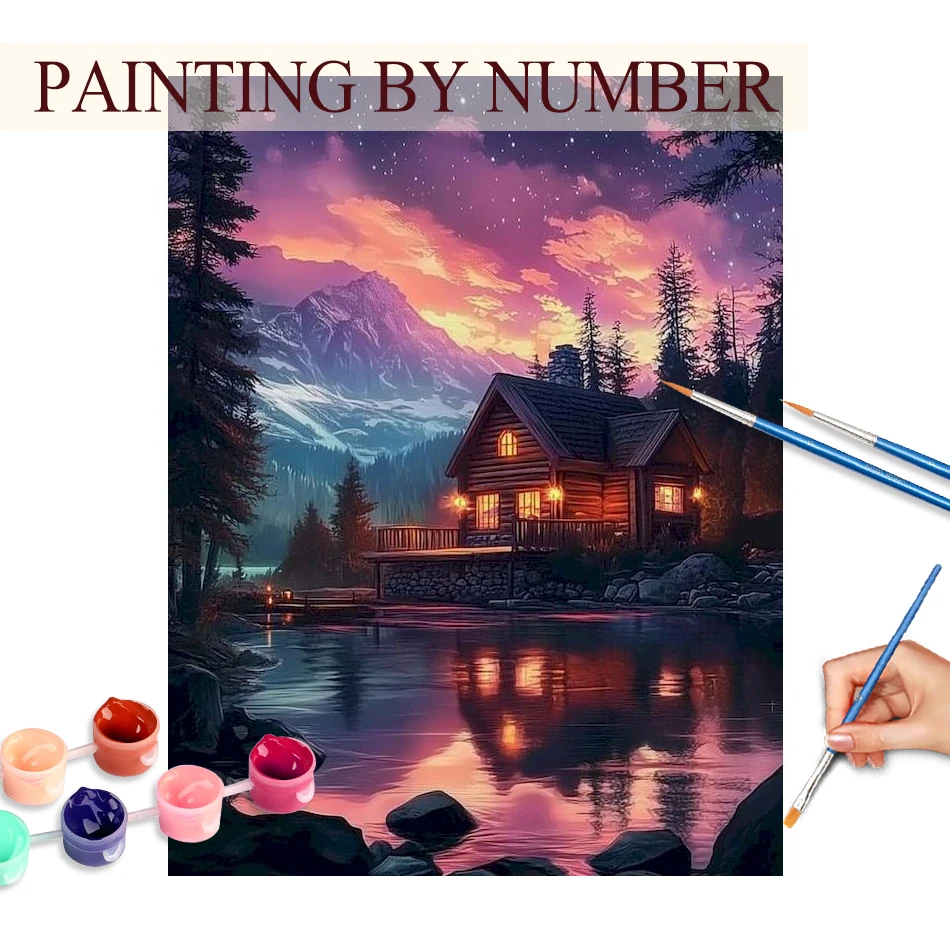 

GATYZTORY Painting By Number Aurora DIY Pictures By Numbers Scenery Kits Drawing On Canvas Hand Painted Paintings Art Gift Home