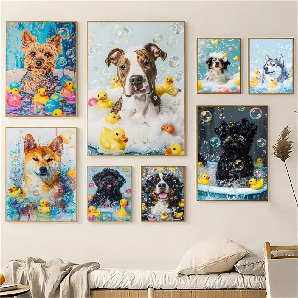 الحيوان الاستحمام الكلاب المشارك الحديثة الجدار ملصق فني ملصق لغرفة المعيشة غرفة نوم بار ديكور المنزل جدارية اللوحة الديكور #1