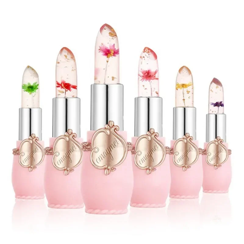 6 Stück Temperatur änderung Blume Lippenstift Set Gelee Lippen balsam reduzieren Lippen linien sexy Lip gloss feuchtigkeit spendende Lippen Make-up Kosmetik