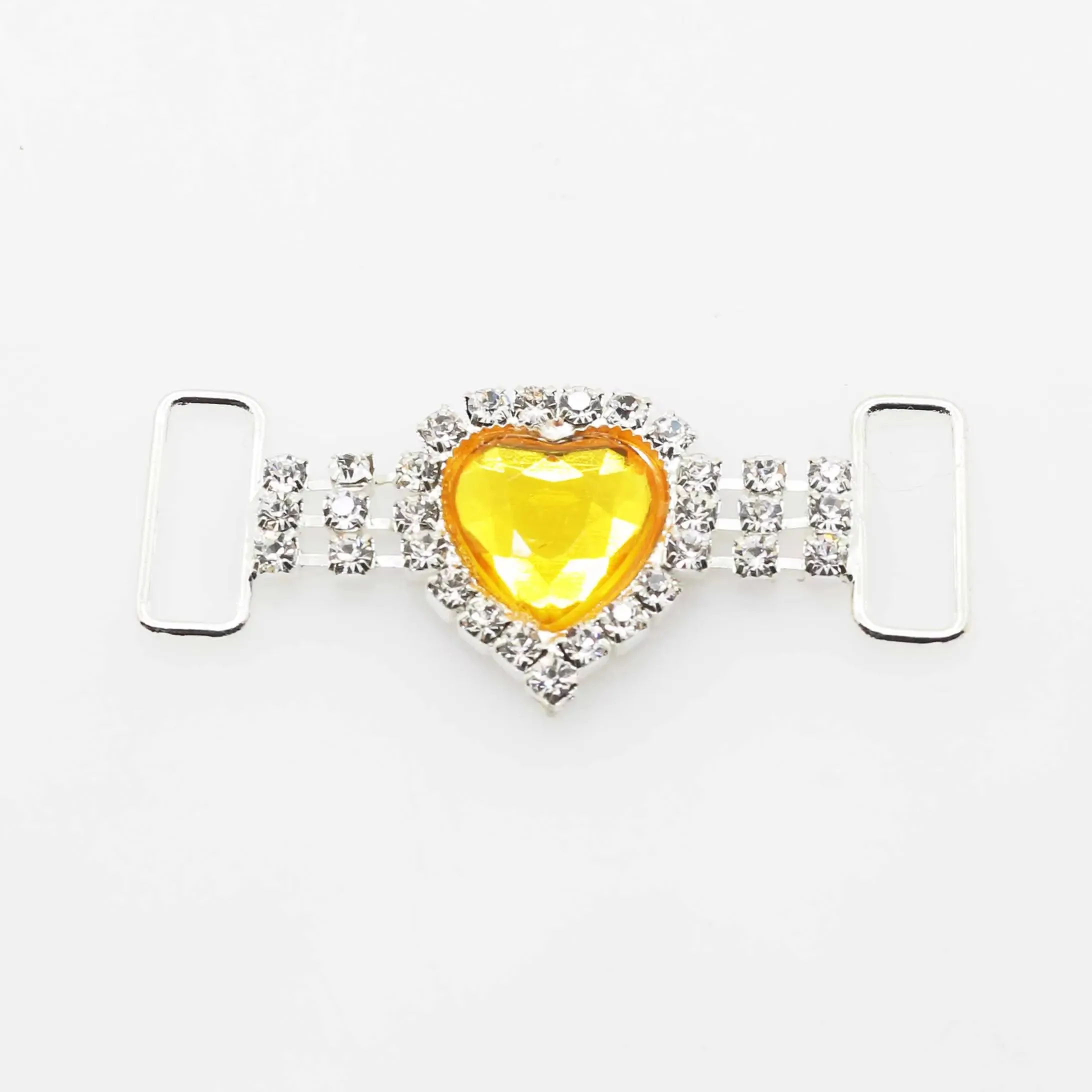 NEW 10pcs/lot 42*15mm Heart-Shape Acrylic Rhinestones buckles Bikini Connector For Swimming Wear Decoration