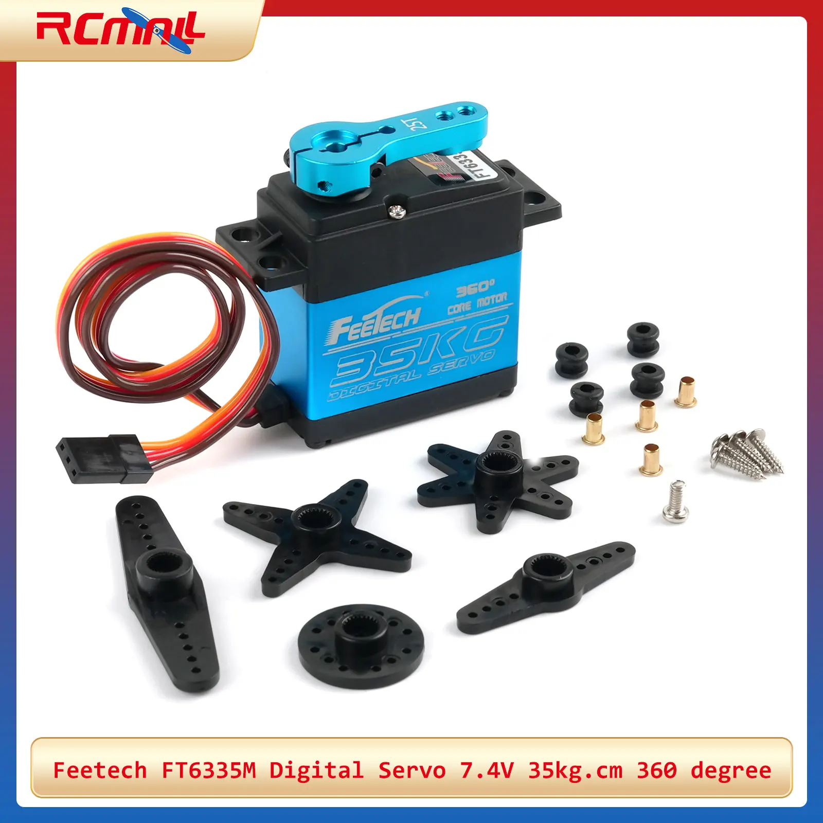 Feetech FT6335M 7,4 V 35kg.cm Servo Digital Servo codificado magnético de 360 grados con brazo de Metal 25T para Robot RC coche oruga avión