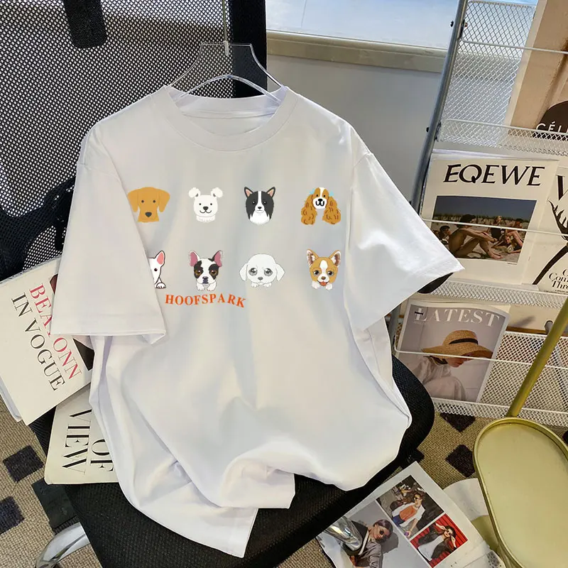 Cotton Plus Size Loose Print T-Shirt Summer New Dropped Shoulders Short Sleeve Top Cute Oversized T Shirt
