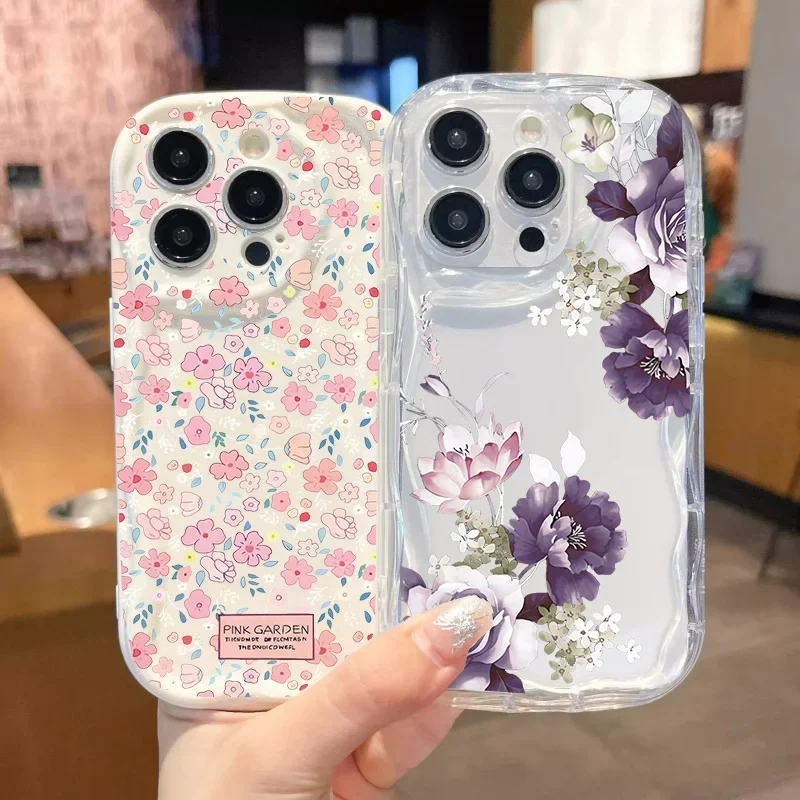 INS Vintage Rose Lotus Floral Case For OPPO Reno 15 15F 13F 12F 11F 14F 8 11 12 13 14 Pro 5G Reno 7 4G 5 6 Lite Shockproof Cover