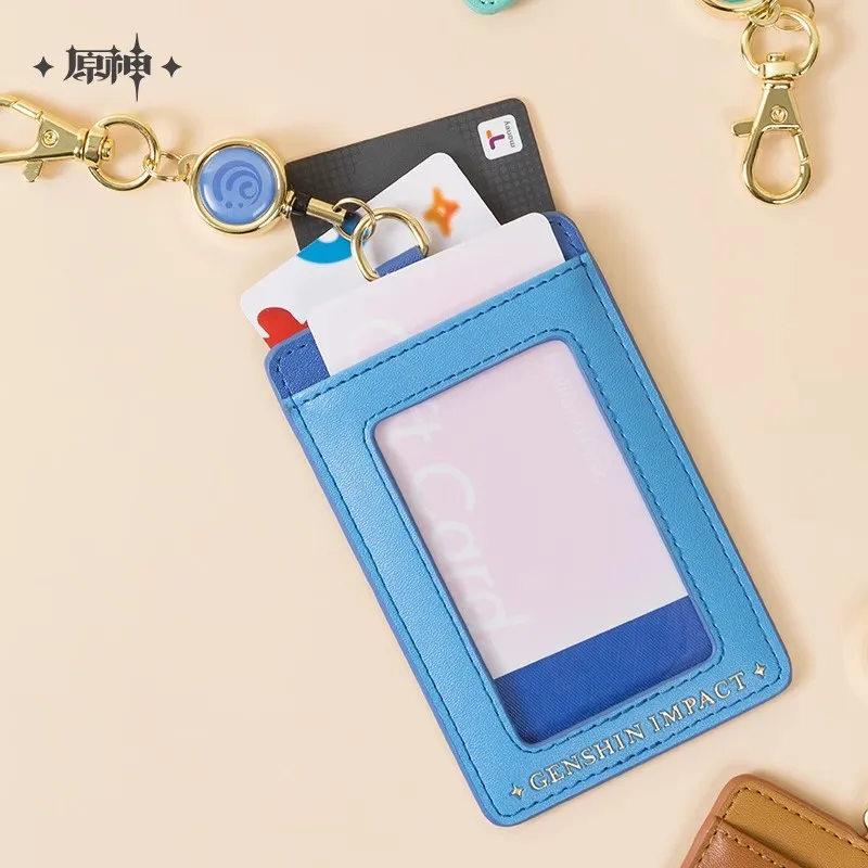 Official Game Genshin Impact Zhongli Klee Cartoon Photocard Holder Keychain Photo Sleeve ID Card Cover Student Bag Pendant Gift