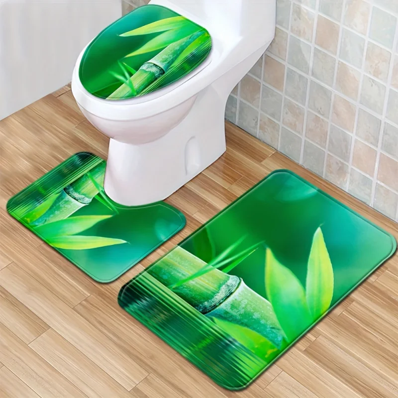 竹製フロアカバーセット,トイレカーペット,吸収ドア,滑り止めマット,バスルーム,1個,3個