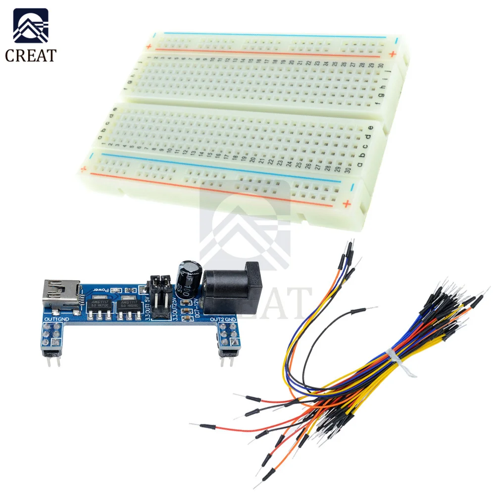 MB-102 MB102 Breadboard Power Module 400 830 Point PCB Bread Board Test sviluppa per Arduino Kit + 65 Jumper Wires