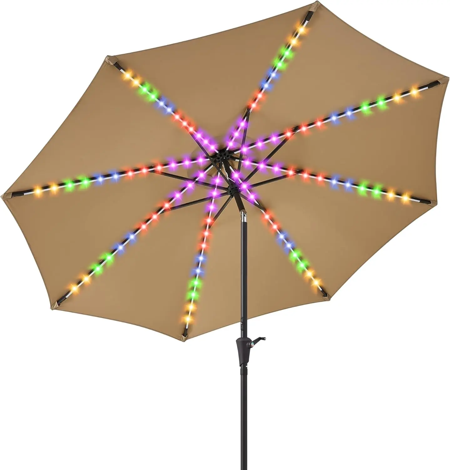 

7.5/9/10 ft Outdoor Patio Umbrella with Solar Lights - Small Heavy Duty Beach/Table/Pool/Deck/Market
