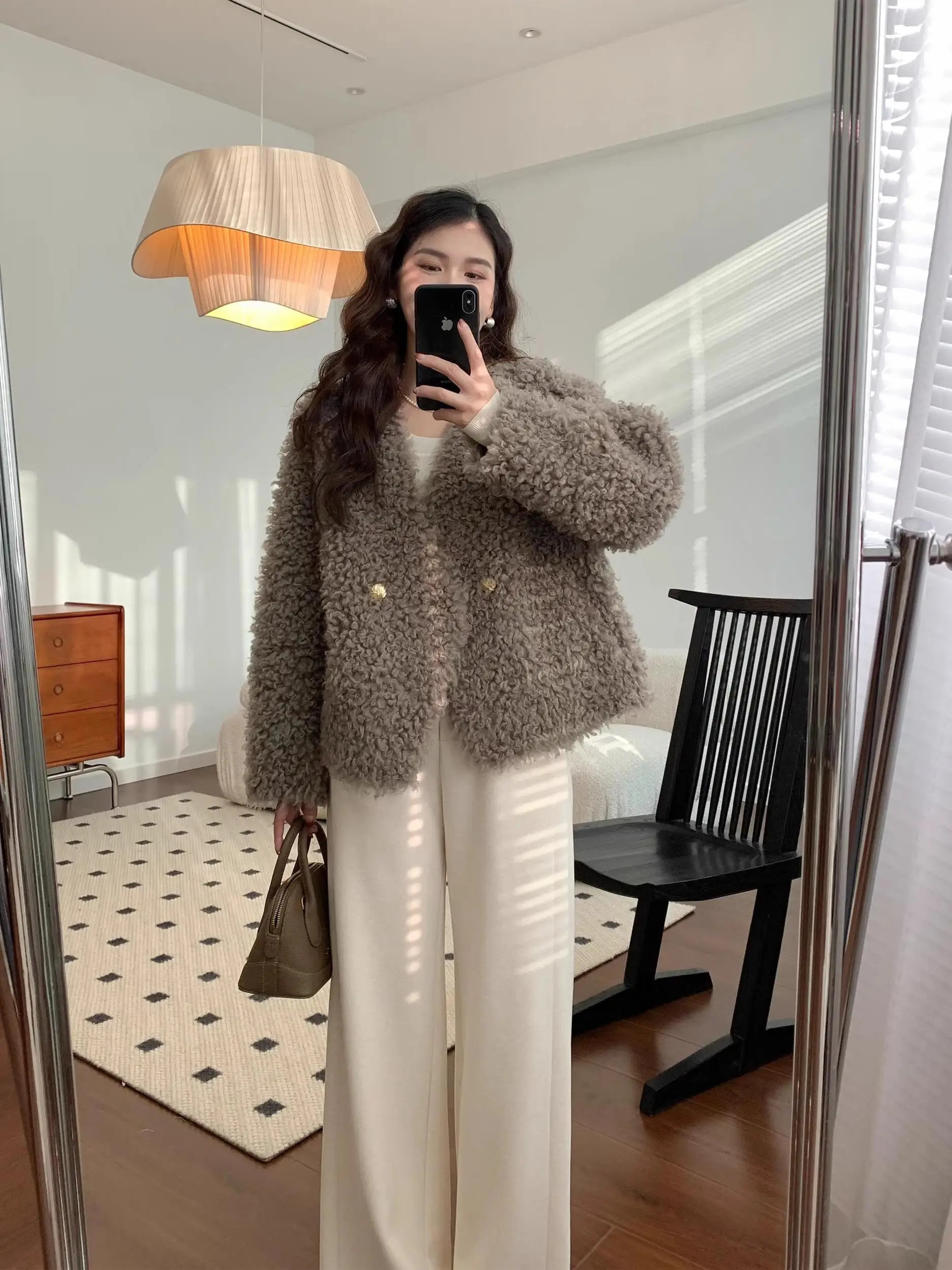 

HESIHUA Wool Silk Knitted Wide Leg Pants High Waist Straight Cut Casual Trousers Ele Simple Sle Chinese Brand