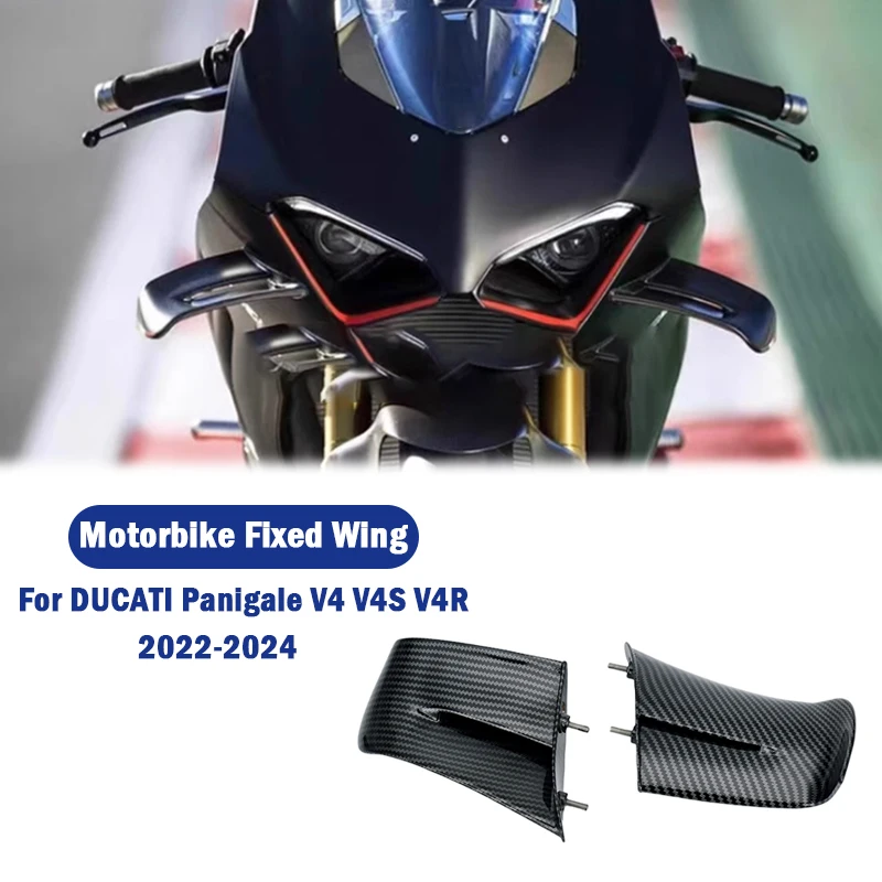 

For DUCATI Panigale V4 V4S V4R 2022 2023 2024 ABS Carbon Fiber Motorcycle Winglet Aerodynamic Wing Kit Spoiler Fixed Wing