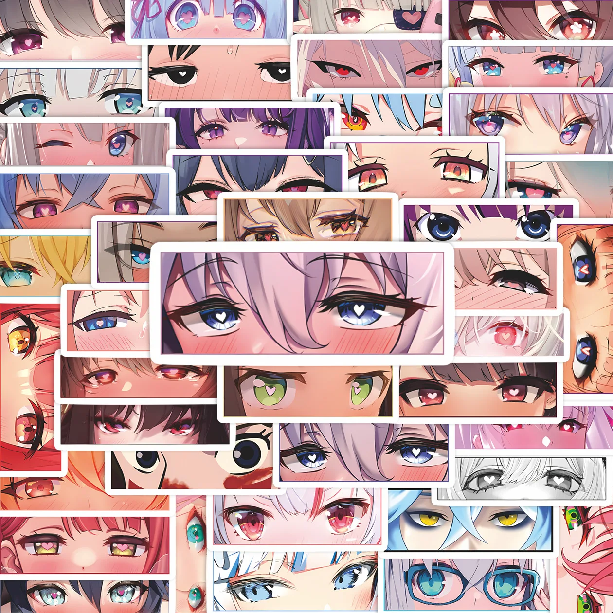 

50PCS Kawaii Anime Girls Eye Funny Cartoon Stickers Anime Character Eye Decals DIY Luggage Laptop Car Bike Skateboard Toys Gifts