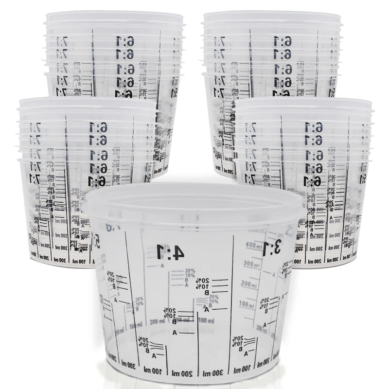 Copos de Mistura de Tinta Plástica Conjunto de Copo Calibrado Pote para Tintas de Mistura Precisas e Líquidos 300ml 400ml 10 Pcs
