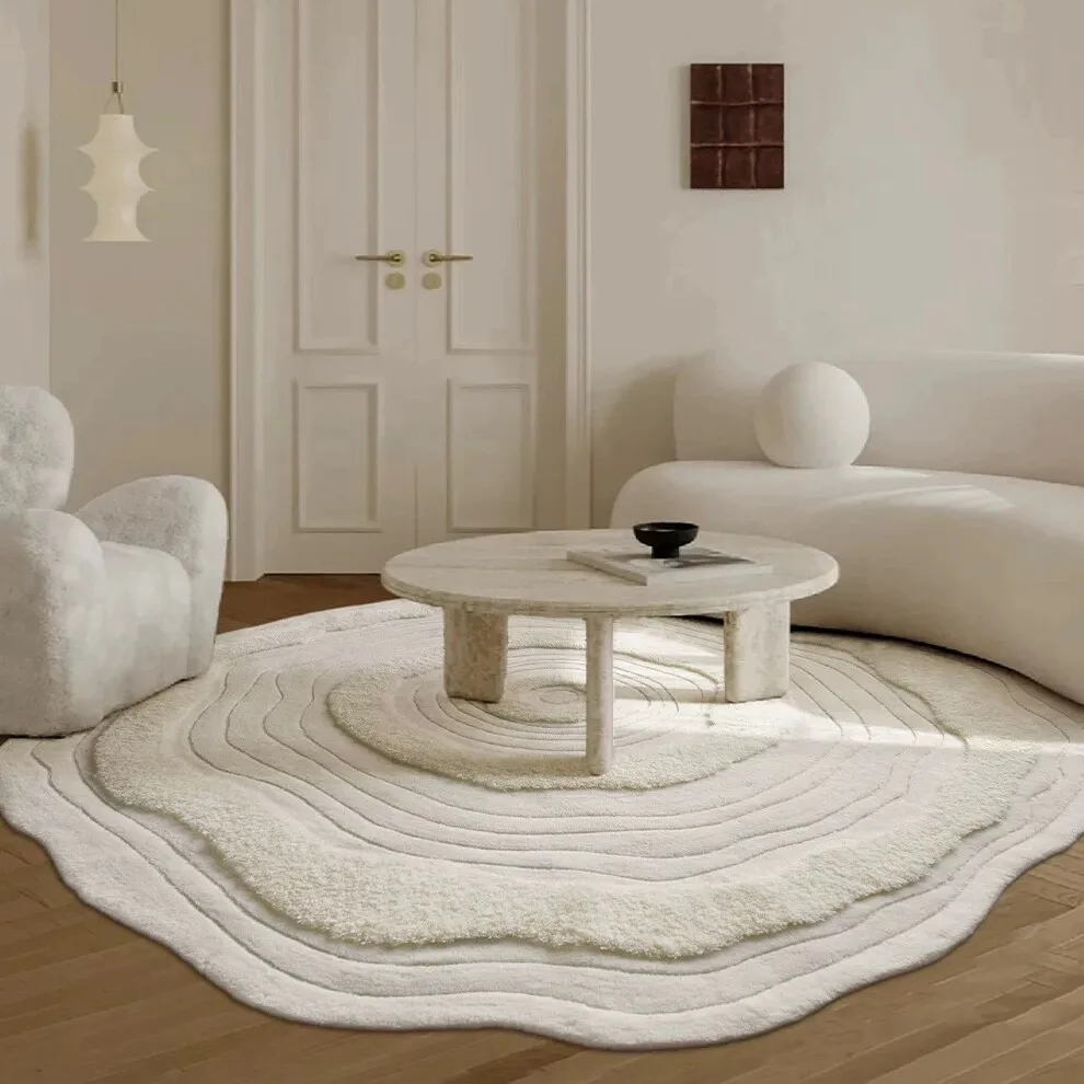 French Cream Style Carpet Living Room Irregular Handmade Three-dimensional Thickened Moss