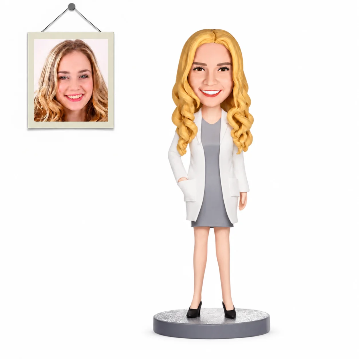 Custom Female Doctor Bobblehead from Photo Personalized Physician Figurine Handmade Medical Gift for Her Graduation