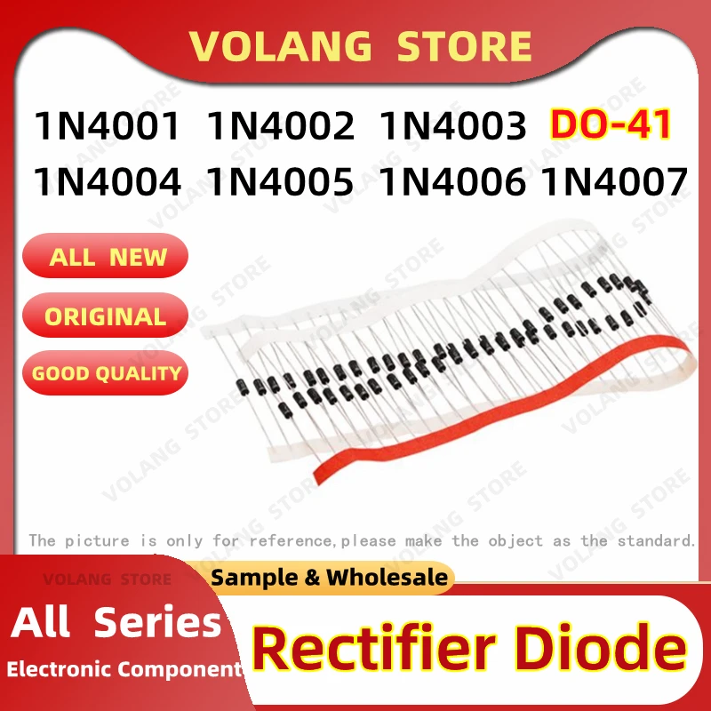 50Pcs Schottky Rectifier Diodes 1A DO-41 1N4001 1N4007 1N4003 1N4004 1N4005 in4006 50V 100V 200V 400V 600v 800V DIP 1000V 1N4002