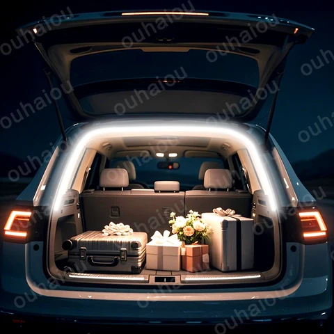 Светодиодная лента для багажника Volkswagen Tiguan L/Pro, модифицированная подсветка, атмосферные огни, белый/теплый белый свет, задняя светодиодная лента для багажника