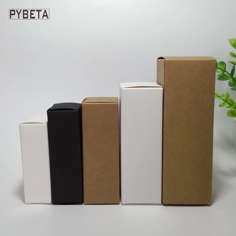 

Kraft Paper Box White Black Essential Oil Sprays Sample Gift Valve Tubes Package Boxes, 10ml/15ml/20ml/30ml/50ml,100pcs