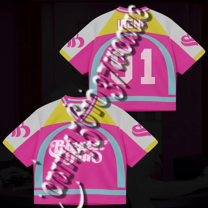 

KPOP 2026Hit Support Jersey Retro No.91 Pink Yellow All Members Fan Merch Casual Album Concert Outfit Daily Wear