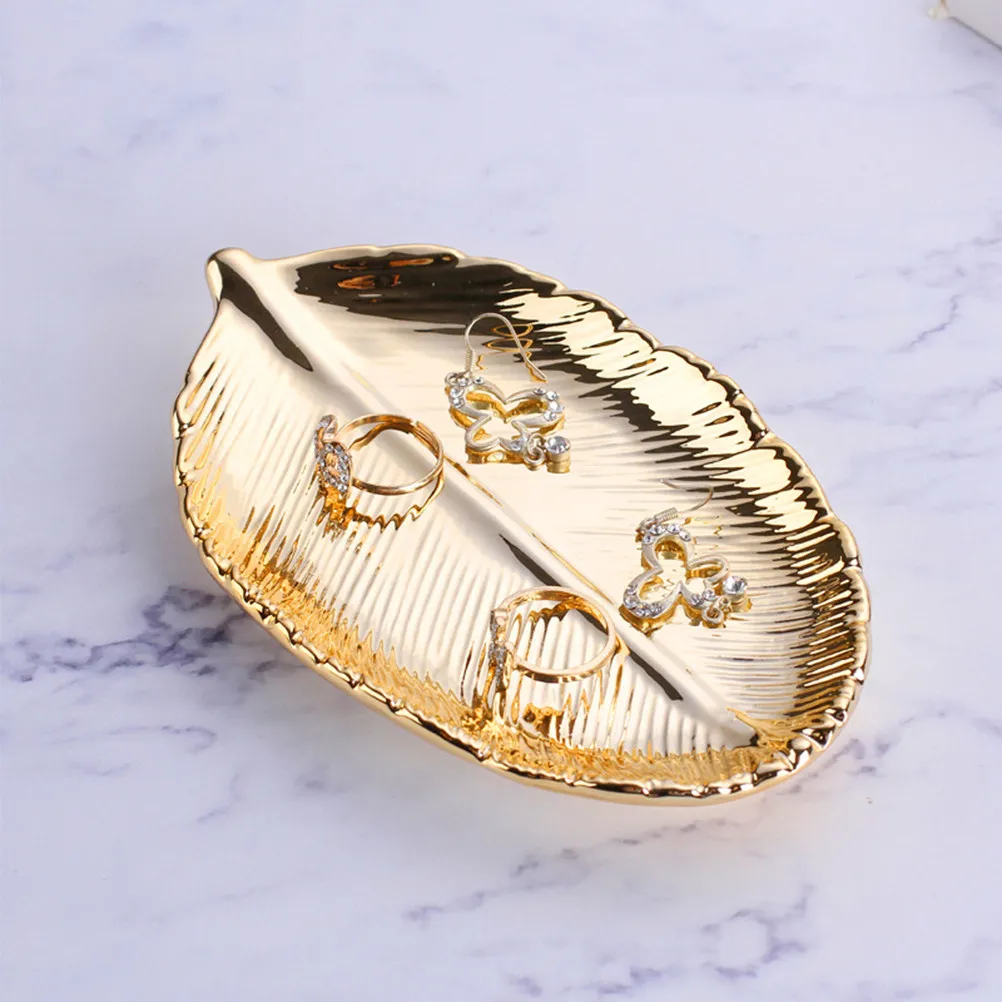Display Jewelry Storage Organizer Box Halloween Christmas New Year Decor Jewelry Tray Ceramic Jewelry Tray Golden