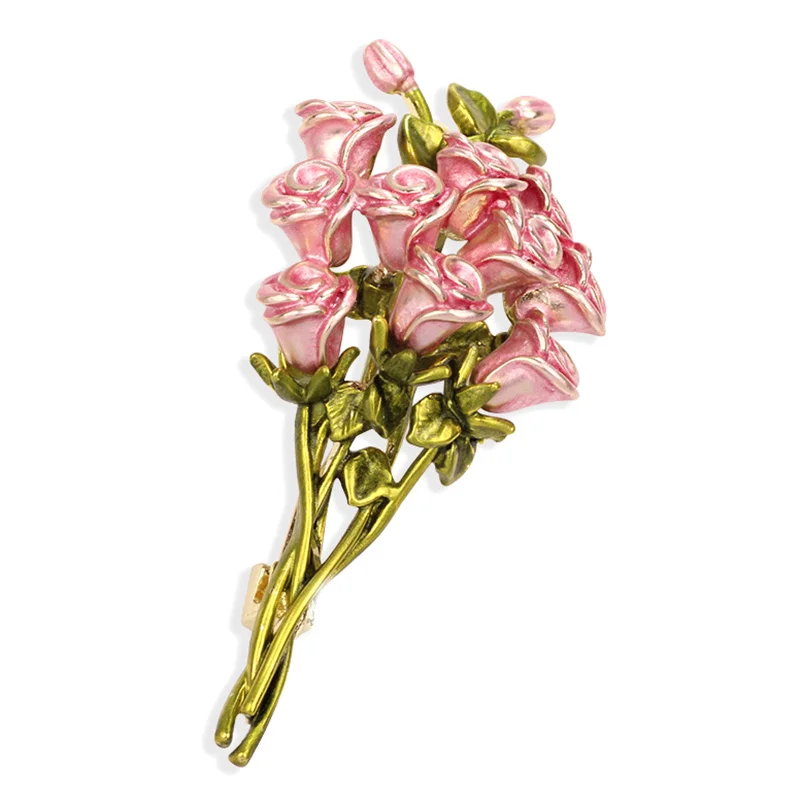 1 pz rosa rosa-fiore spille Unisex belle piante Bouquet partito ufficio spilla spille regali per le donne