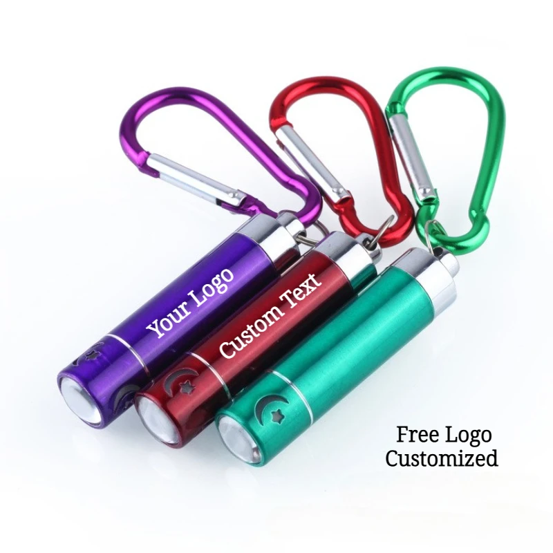 30PCS Custom Text / Logo Mini Flashlight Keychain Torch Portable Small LED Keyring Light Creative Gift