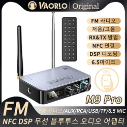M9/M9Pro Bluetooth Audio Receiver Transmitter DSP Wireless Adapter NFC/AUX/RCA/USB U-Disk/TF/6.5 Mic Karaoke/Coaxial/FM Radio