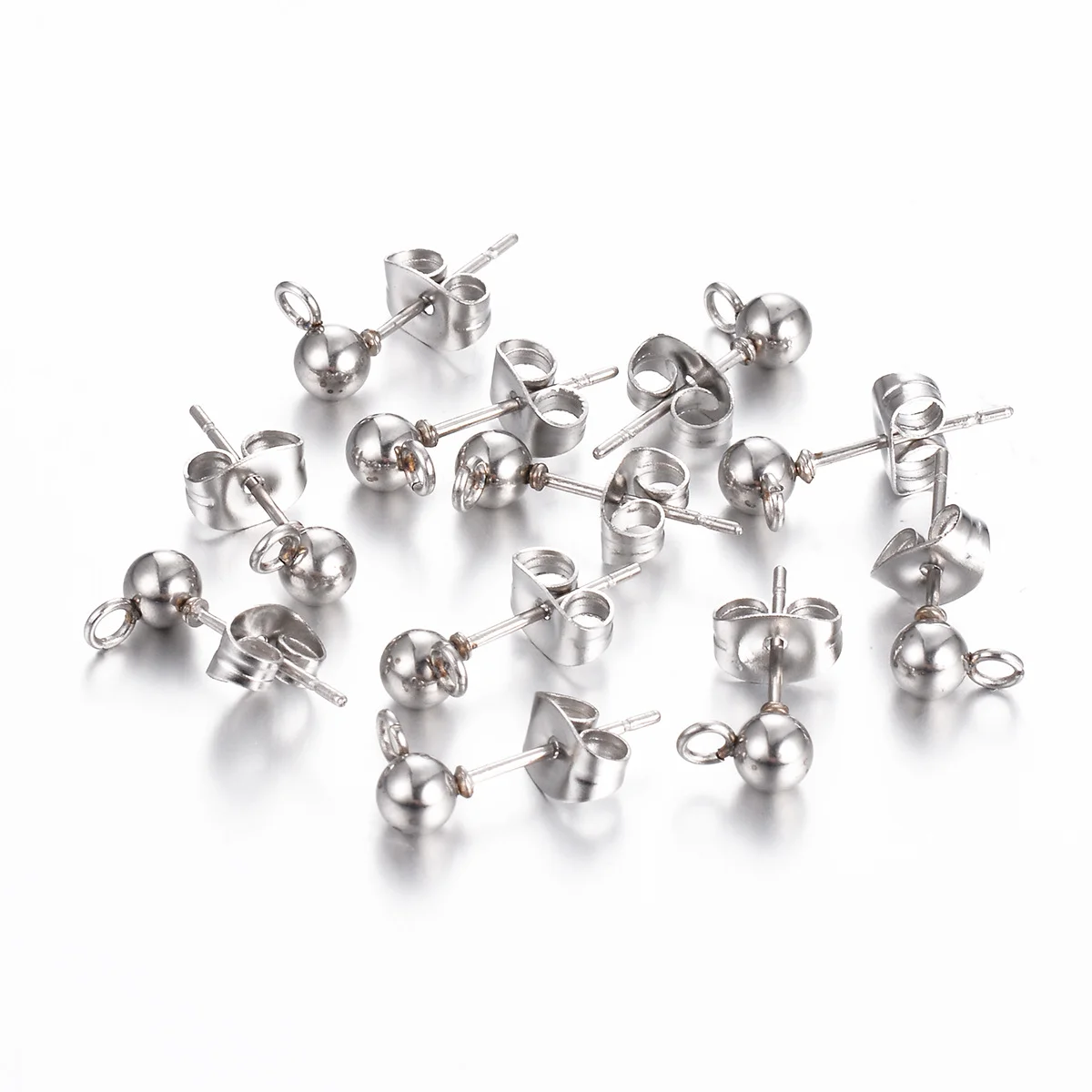 20 Stück/Set, 4 mm, 5 mm, 6 mm, Edelstahl, goldfarbene Kugel, Ohrstecker, hypoallergen, DIY-Ohrring-Komponenten für die Herstellung von Ohrringen. – Detail 4