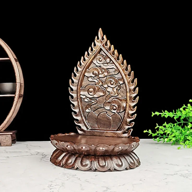 Rosewood Lotus Table With Screen Buddha Statue Base Bodhisattva Offering Table Oval Small Solid Wood Lotus Seat