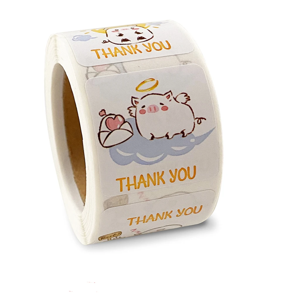 50-300pcs Cartoon grazie adesivi quadrati animali grazie sigillo etichette per pacchetto aziendale, biglietti di auguri decorazione regalo