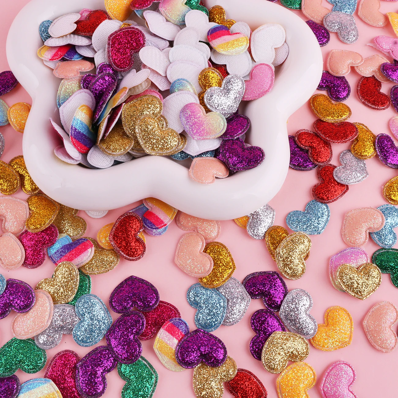 50 قطعة 22*20 مللي متر بلينغ القلب بريق زين مبطن بقع DIY بها بنفسك أغطية الرأس ديكور الملابس قبعة الحرف لوازم الخياطة