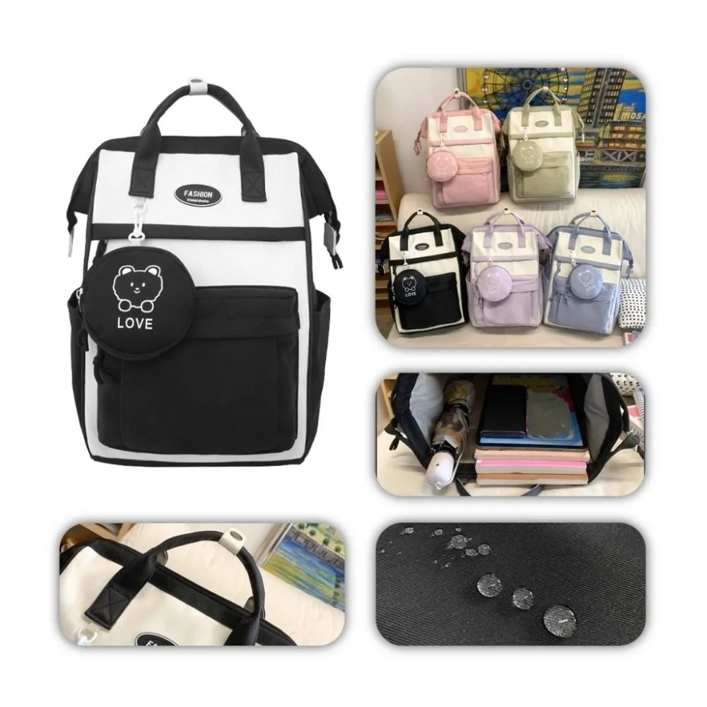 

Casual Casual Student Schoolbag Solid Color Large Capacity Travel Backpack Simple Waterproof Korean Style School Bag Unisex