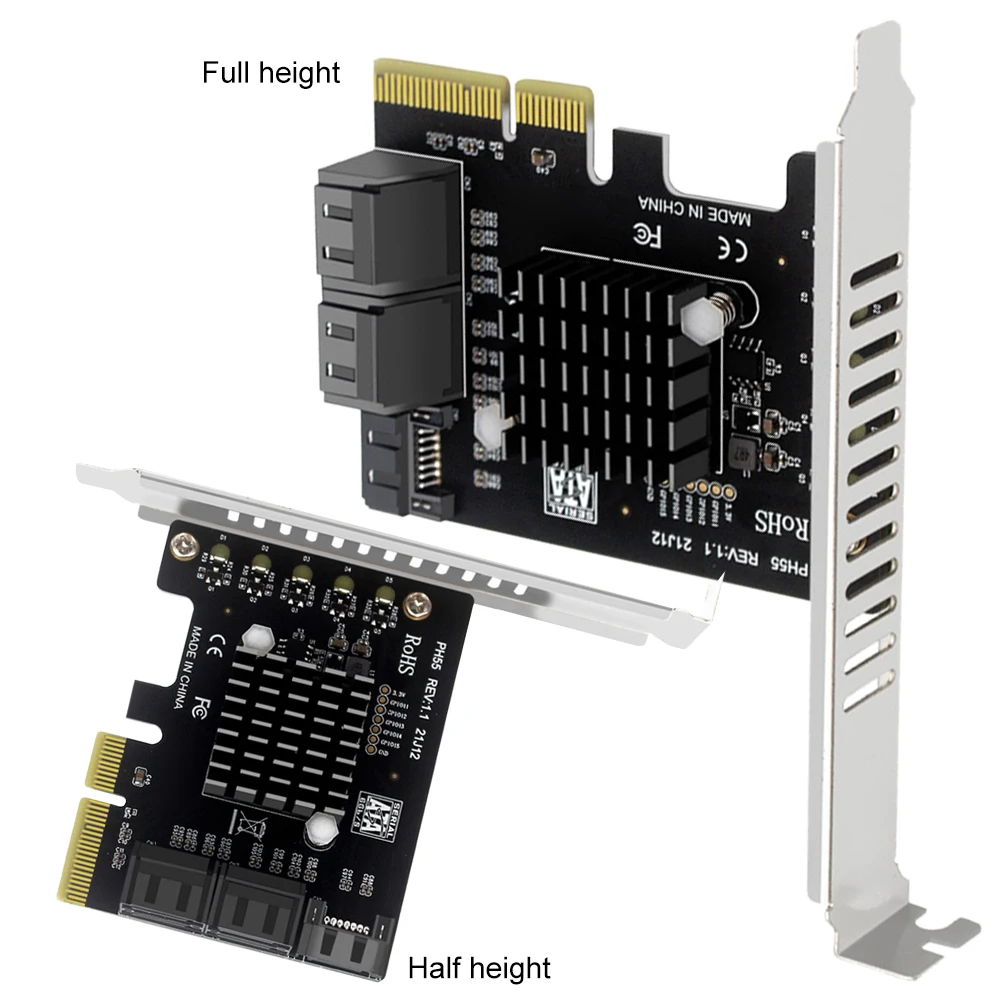 PCI-E To SATA Expansion Card Supports Cascaded Trim PCIe X4 To SATA3.0 Expansion Adapter Card for Windows/Linux/ OS