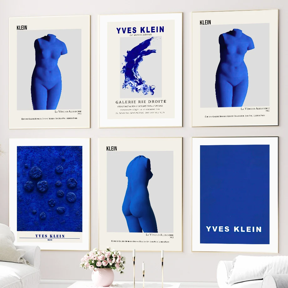 Yves Klein Blue Exhibition Painting, Abstract Wall Art, Canvas Print Poster Picture for Living Room, Home Decor Mural