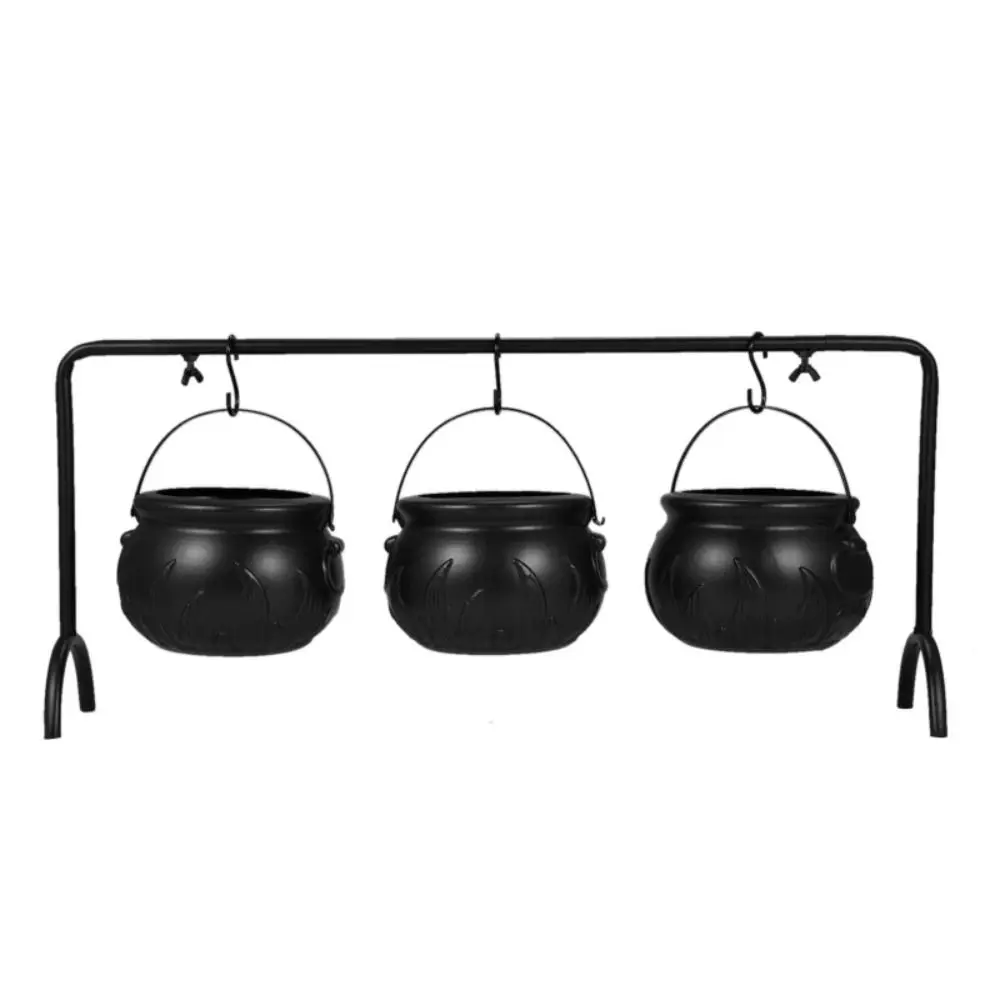 Spooky Halloween Party Decorations Large Capacity Kitchen Decorations Candy Bucket Punch with Iron Rack Witch Cauldron