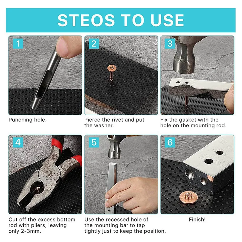 Latão sólido Rust-Proof Studs para couro, rebites de cobre e rebarbas, Pure Copper Rivet Setting Tool