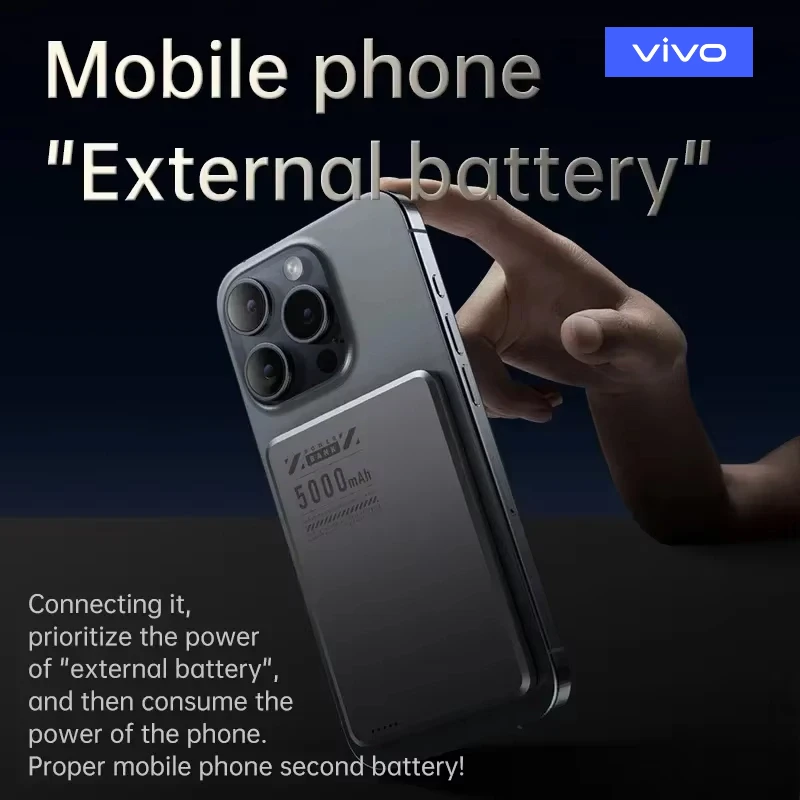 باور بانك لاسلكي Xiaomi Ultra Slim 5000mAh Qi2 لـ Magsafe شحن سريع بطارية بمشبك خلفي عالي السعة لهاتف iPhone وسامسونج جديد