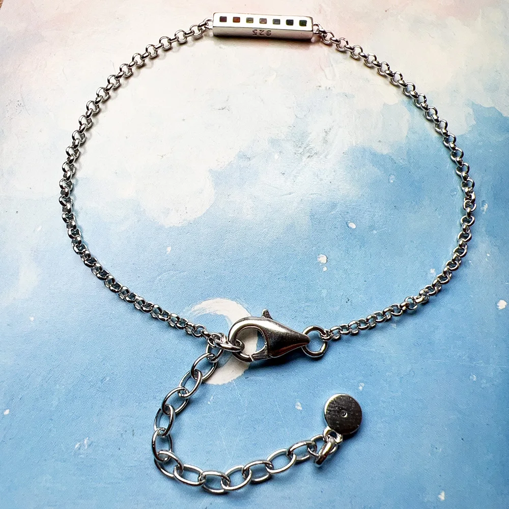 Colourful Stones Delicate Bracelet Link Chain 925 Sterling Silver Bohemia Jewelry Europe Women Gift