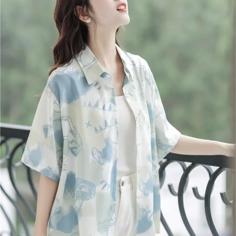 妊婦の新しい中国トップルーズブラウス女性の夏 2025 新しいエスニックスタイルボタン半袖マタニティトップ LF071