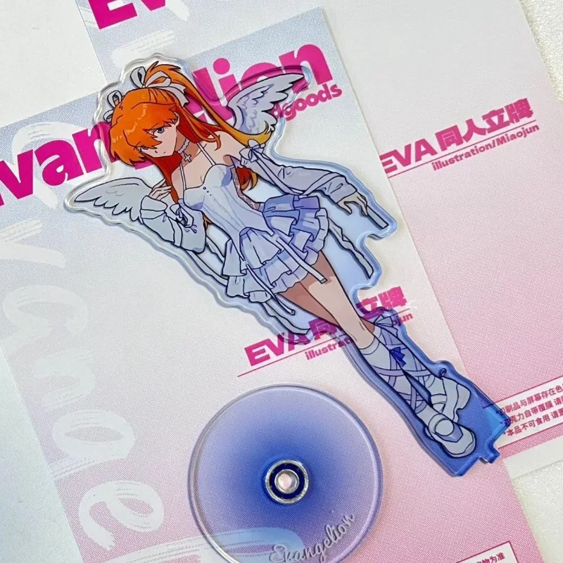 2 stücke Eva Asuka Acryl Ornamente Spielzeug EVANGELION Stehenden Zeichen Drehbare Anime Peripheriegeräte Figur Stehen Desktop Modell Platte Geschenk
