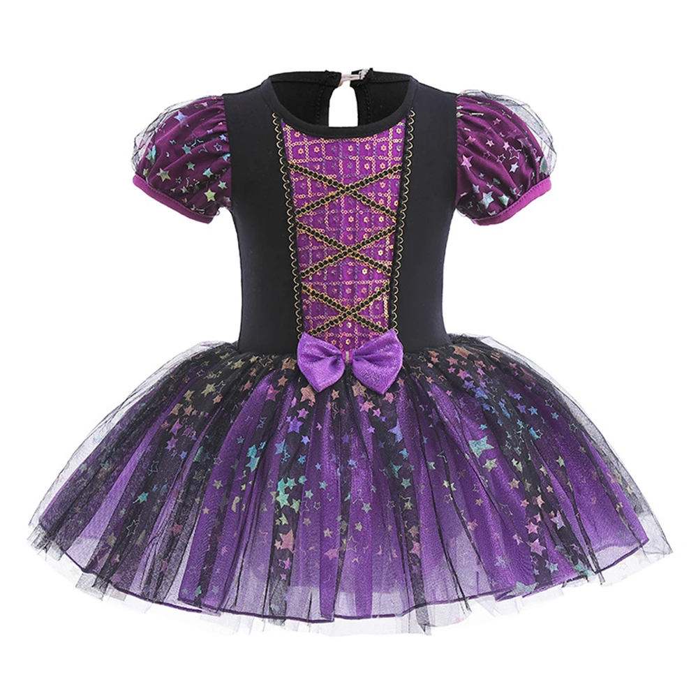 Halloween Toddler Witch Cosplay Costume Masquerade Party Baby Girls Ballet Dance Tutu Dress Infant Purple Vampire Bat Dress Up