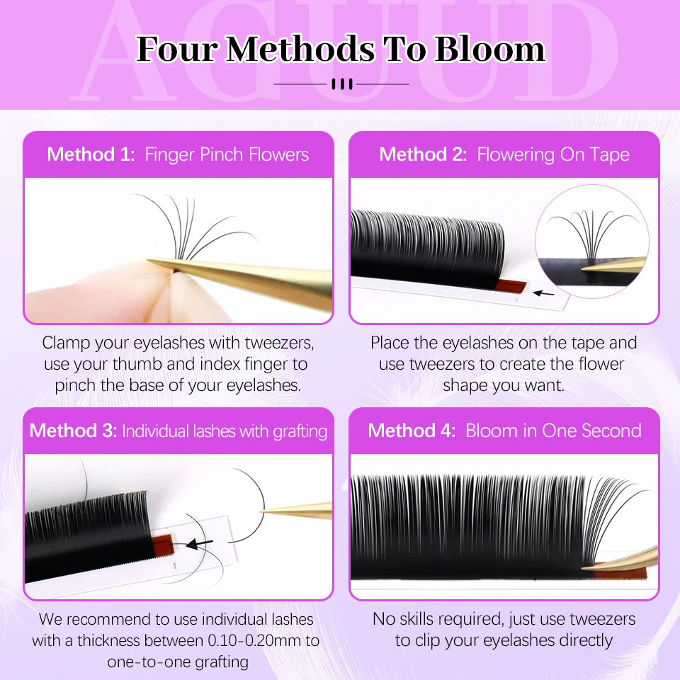 AGUUD 속눈썹 연장 16줄 클래식 개별 인조 밍크 볼륨 속눈썹 C CC D DD 컬 매트 블랙 프리미엄 캐시미어 용품