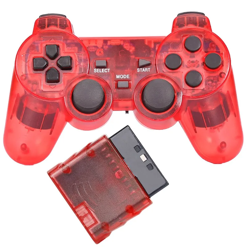5 Transparent Colors  Wireless Gamepad Controller for PS2 2.4G Gaming Joystick Joypad Controle Double Vibrationfor PS 2
